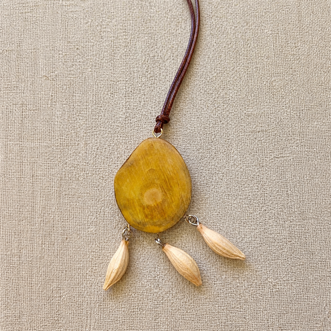 Golden Wood Three-Drop Pendant